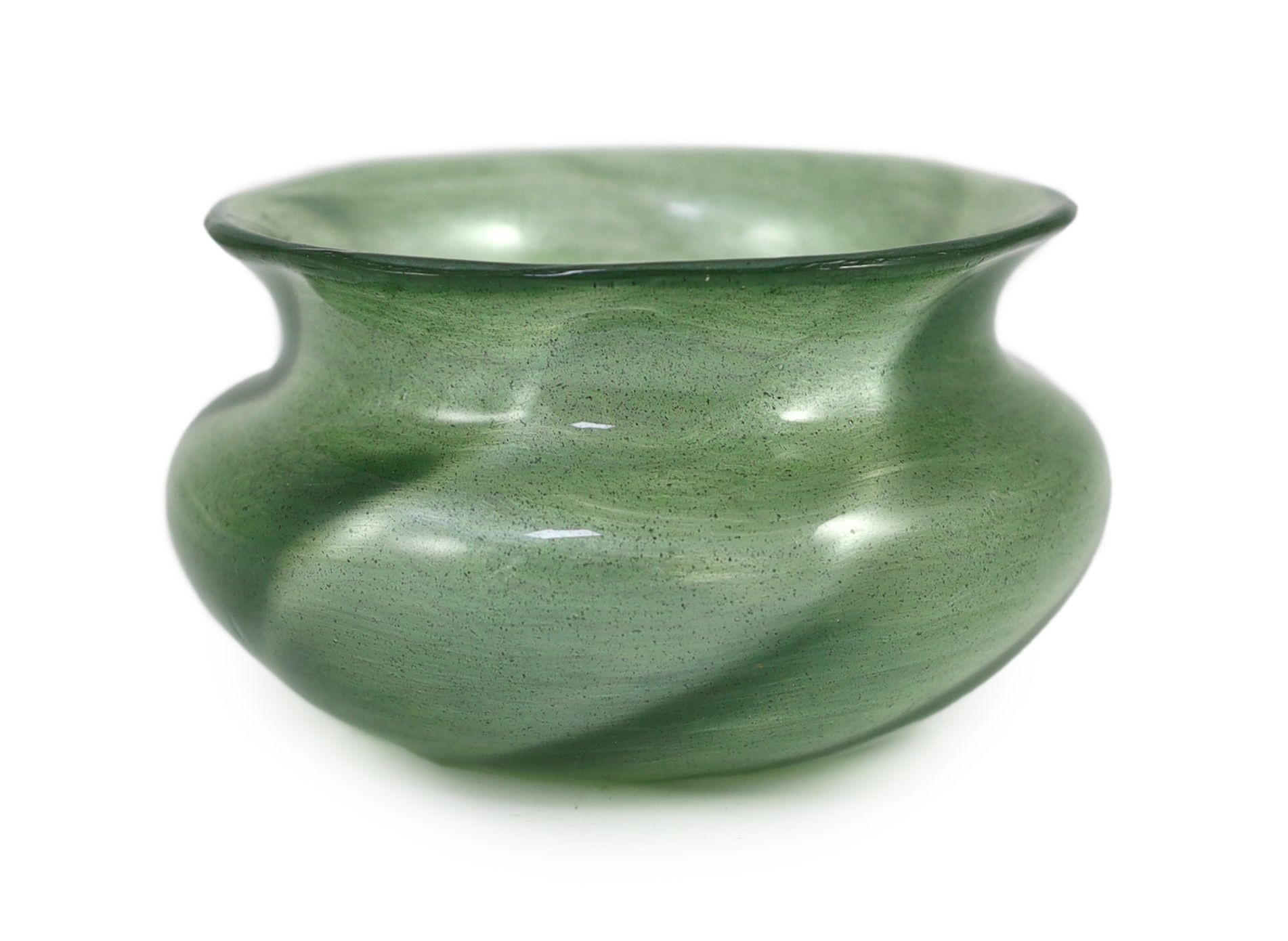 A rare Loetz Melusin green glass bowl, 12.5cm wide